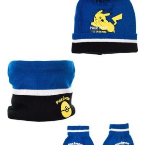 HY40070-Gorro+Braga de Cuello+Guantes “Pokemon” Azul