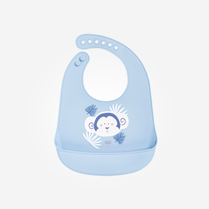 Babero Silicona “Jungle Party” azul Saro