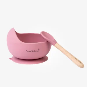 Set de alimentación “Nordic Wave” Rosa / Antibacteriano/ Silicona orgánica new