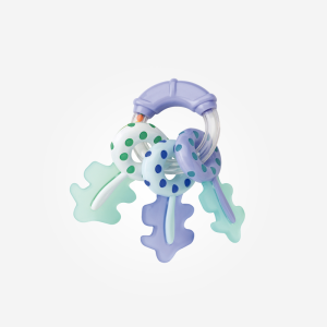 Sonajero “Llaves” con mordedor azul/menta Saro