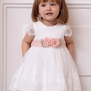 Vestido tul bordado guipur