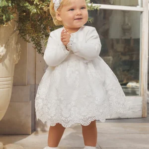 Vestido organza bordado - Nata