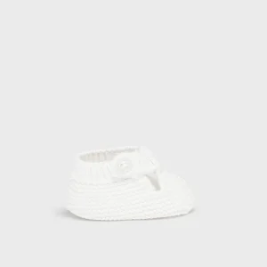 Patuco tricot 100% algodón  recién nacido - Blanco new