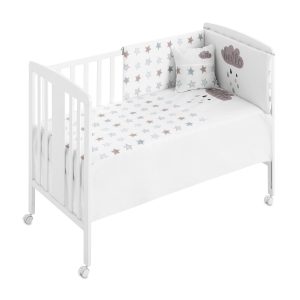 Protector desenfundable+ edredón+sábana bajera+cojín para cuna Stars