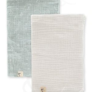 73070-Pack 2 Muselinas “Cone” Mint/Natural 60X60 Calamaro