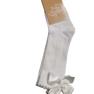 027.1-Calcetín Alto con Lazo Crudo Baby Fashion