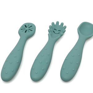 4161-Cubiertos Silicona Salvia Kiokids