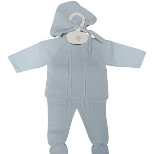 520.7-Conjunto Punto con Polaina y Gorro Celeste Baby Fashion
