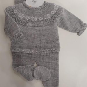 520.4-Conjunto Punto con Polaina Gris Baby Fashion