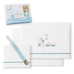 03308-Tríptico Cuna “Jirafa Bicicleta”+Broche Bco/Petroleo