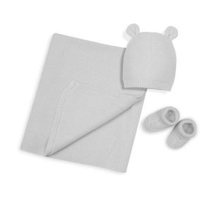 SET52-Set Toquilla,Gorro y Patucos Gris Interbaby