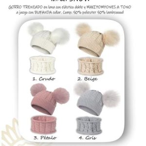 19.1-Gorro + Bufanda Tubo “Snow” Wowbaby