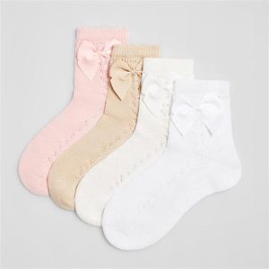 02853-Calcetín Infantil Calado Lazo Ysabel Mora