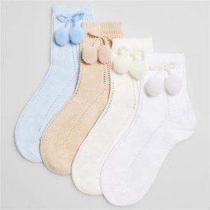 02851-Calcetín Infantil Calado Borlas Ysabel Mora