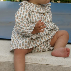 Vestido piñas beige con pololo