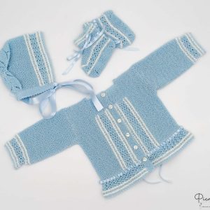 Conjunto Recien Nacido Jersey, Gorro y Botitas Azules Modelo 2