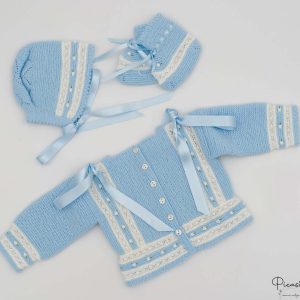 Conjunto Recien Nacido Jersey, Gorro y Botitas Azules Modelo 4