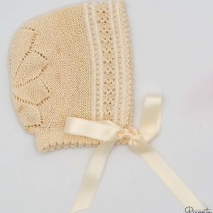 Gorro Recien Nacido Blanco y Beige Modelo 9