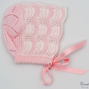 Gorro Recien Nacido Blanco y Rosa Modelo 10