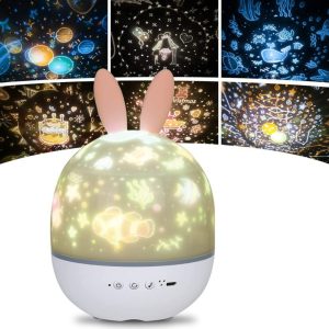 Lampara Proyector Conejito Musical Giratoria con 6 películas