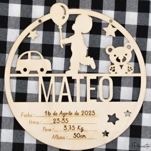 Natalicio Niño en Madera Circular