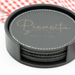 Posavasos de Cuero Sintético Personalizados con Estuche Organizador