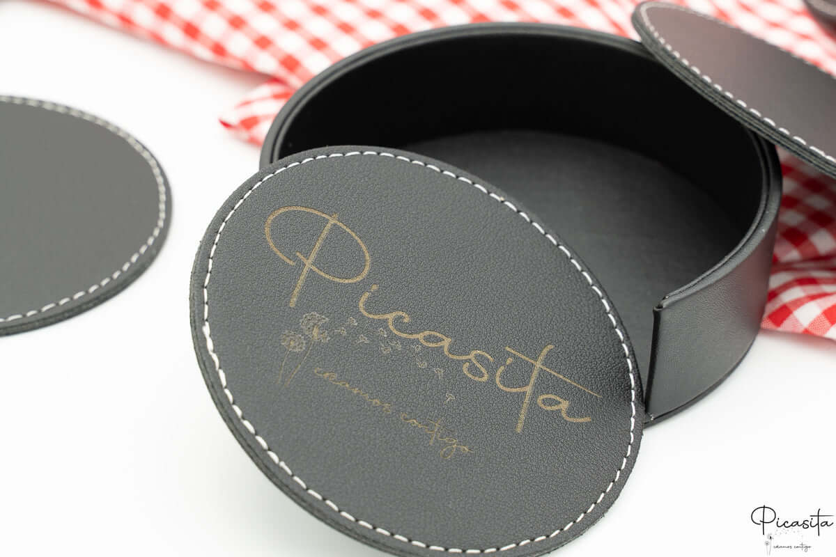 Posavasos de Cuero Sintético Personalizados con Estuche Organizador - Imagen 5