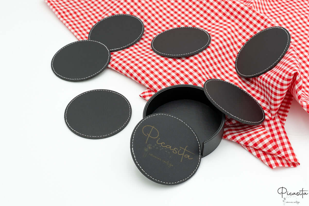 Posavasos de Cuero Sintético Personalizados con Estuche Organizador - Imagen 3