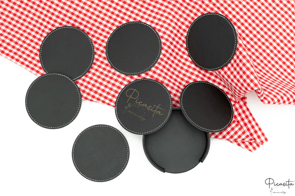 Posavasos de Cuero Sintético Personalizados con Estuche Organizador - Imagen 2