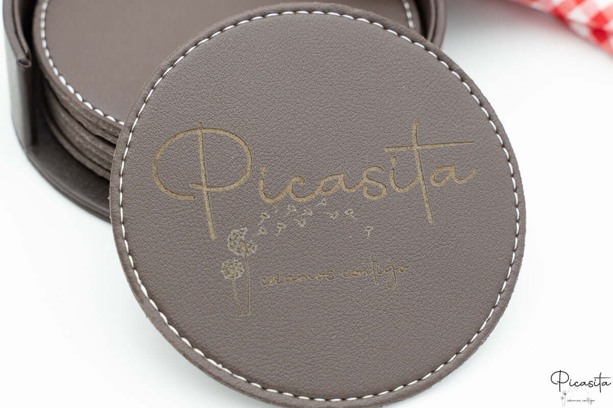 Posavasos de Cuero Sintético Personalizados con Estuche Organizador - Imagen 6