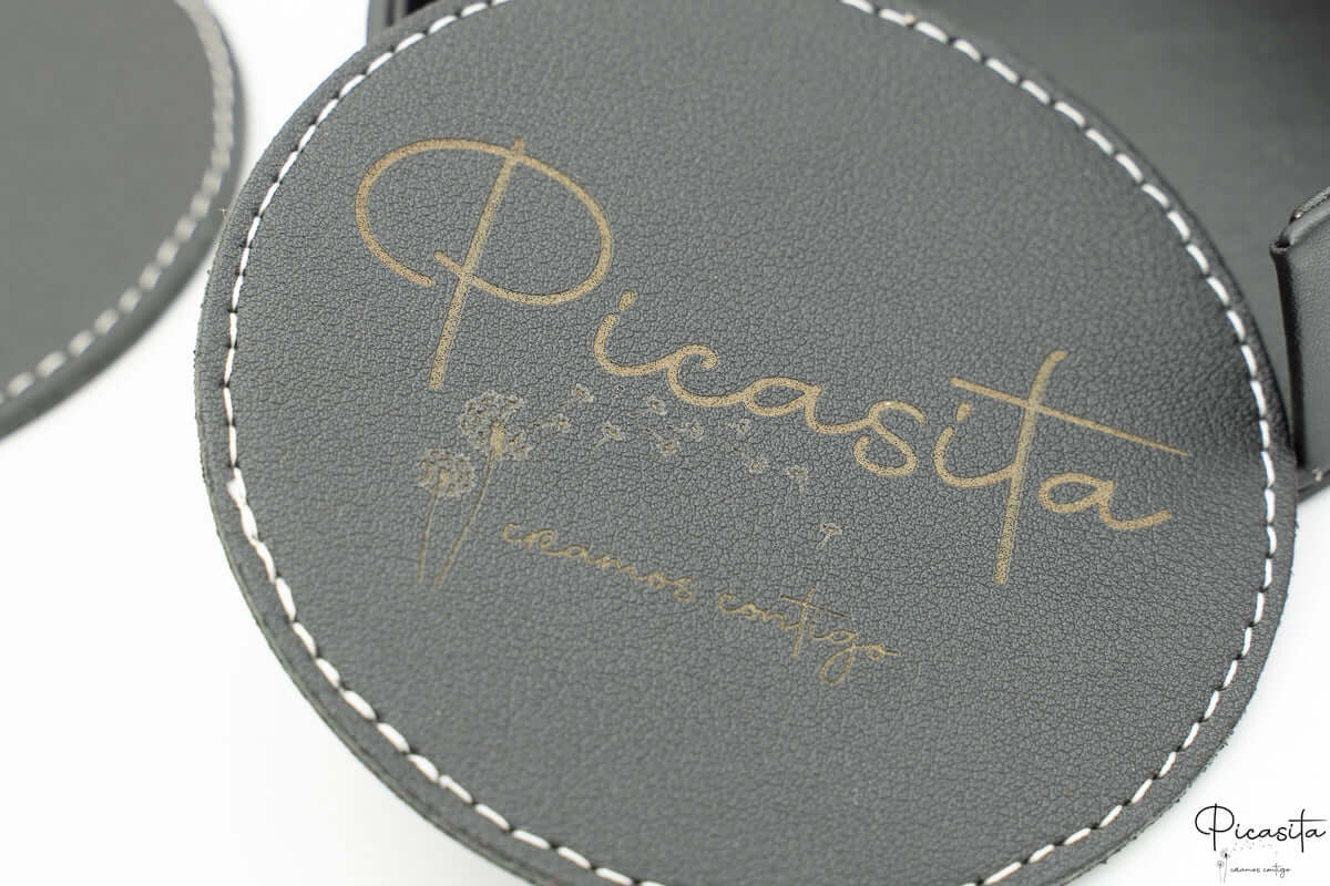 Posavasos de Cuero Sintético Personalizados con Estuche Organizador - Imagen 4
