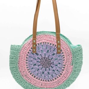 Bolso de Playa de Paja Redondo